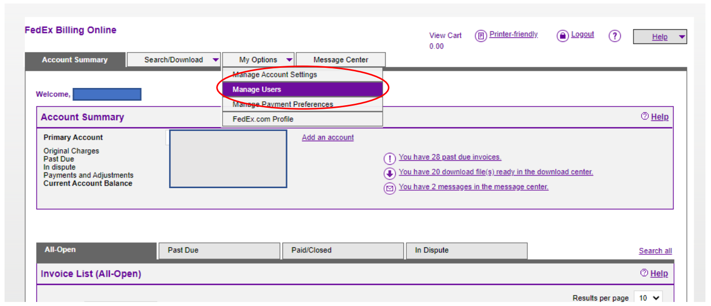 How to add new user access to FedEx Billing Online